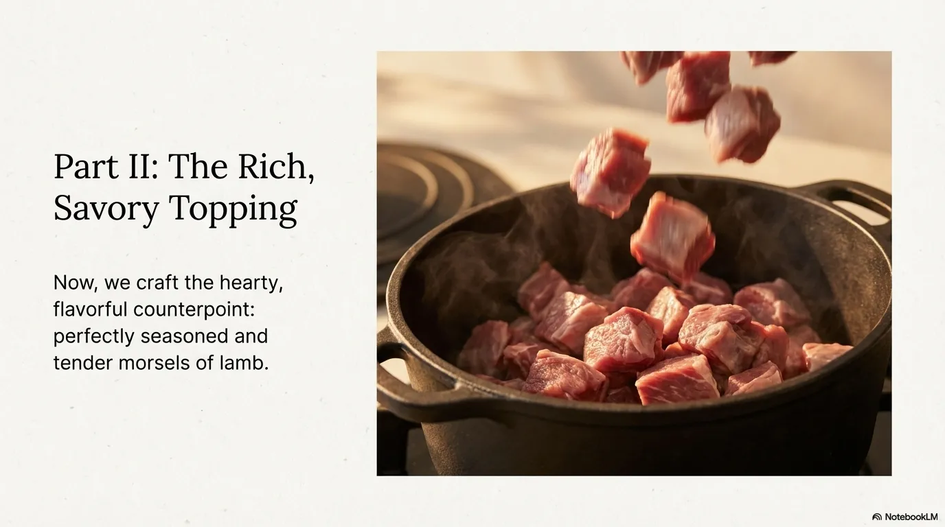 Ali Nazik — Part II: The Rich, Savory Topping Now, we craft the hearty, flavorful counterpoint: perfectly seasoned and tender