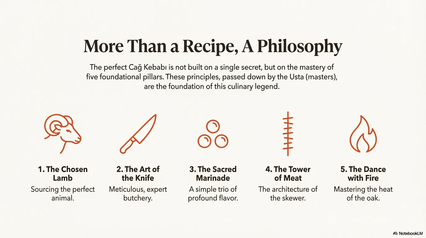 More Than a Recipe, A Philosophy The perfect Cag Kebabi is not built on a single secret, but on the mastery of five foundatio