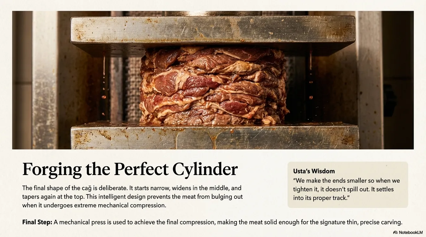 Cag Kebabi — Forging the Perfect Cylinder The final shape of the cag is deliberate